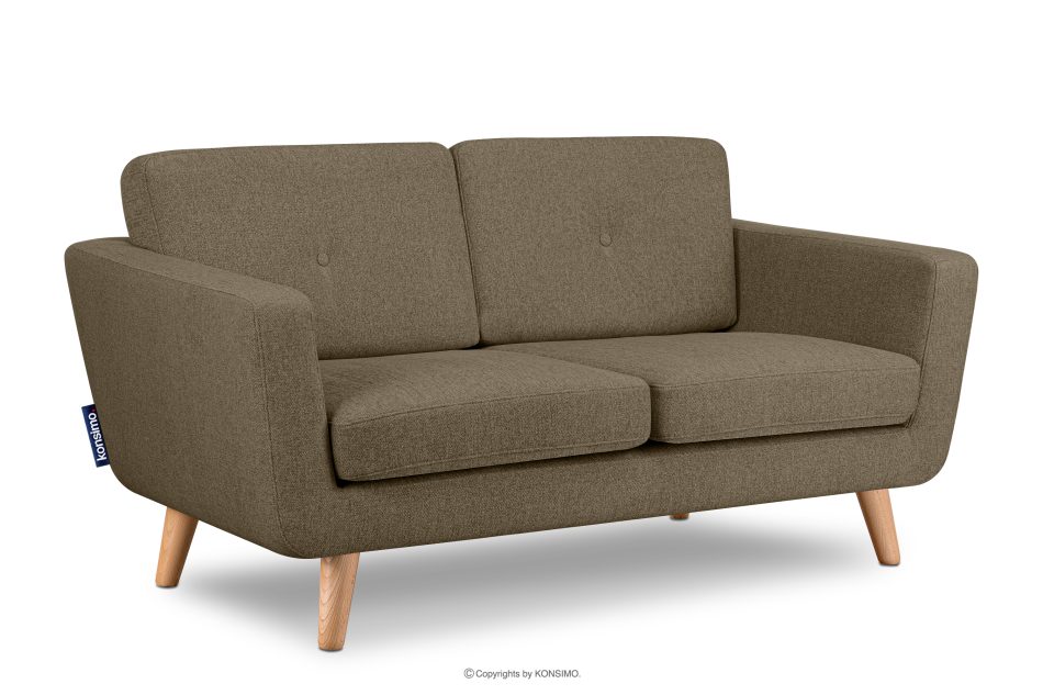 TAGIO II Skandynawska sofa 2 osobowa z pikowaniem w tkaninie plecionej cappuccino cappuccino - zdjęcie 2