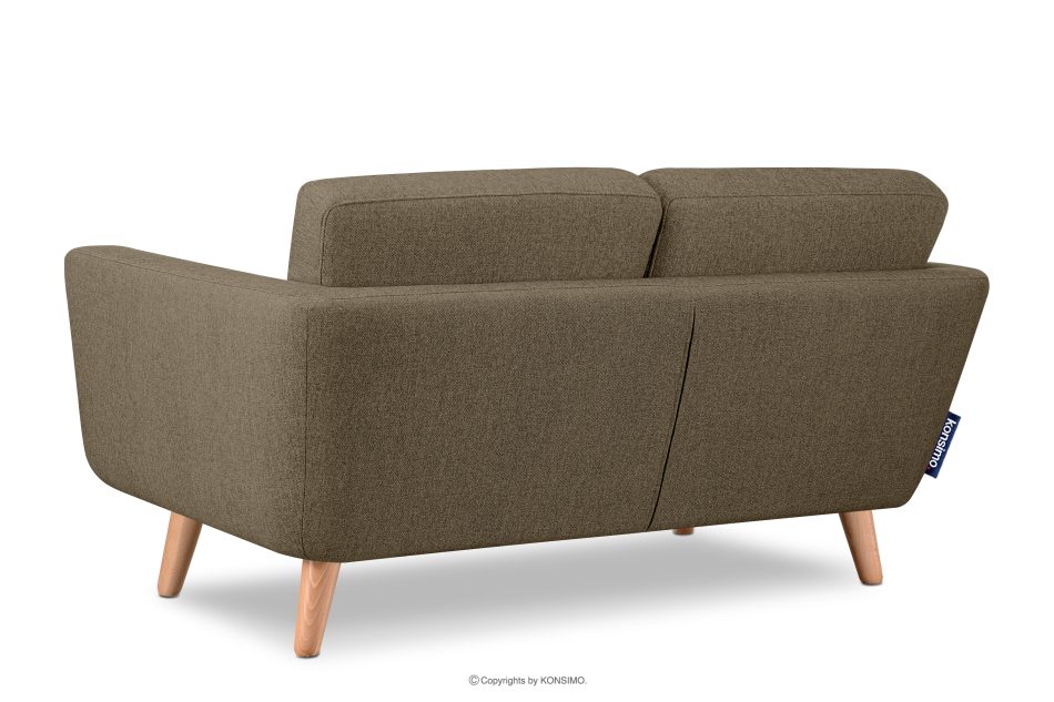 TAGIO II Skandynawska sofa 2 osobowa z pikowaniem w tkaninie plecionej cappuccino cappuccino - zdjęcie 3