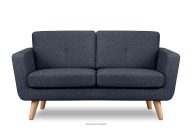 Skandynawska sofa 2 osobowa z pikowaniem w tkaninie plecionej granatowy