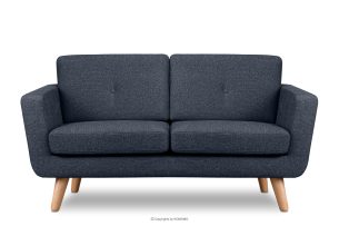 TAGIO II, https://konsimo.pl/kolekcja/tagio-ii/ Skandynawska sofa 2 osobowa z pikowaniem w tkaninie plecionej granatowy granatowy - zdjęcie