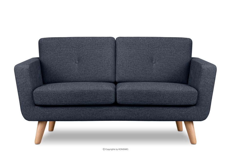 TAGIO II Skandynawska sofa 2 osobowa z pikowaniem w tkaninie plecionej granatowy granatowy - zdjęcie 0