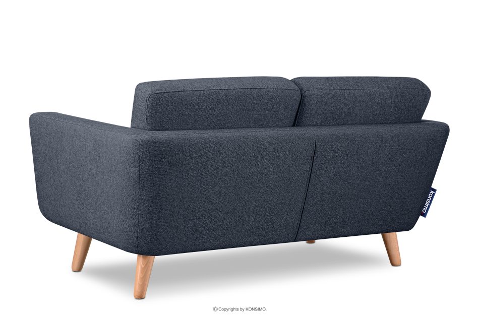 TAGIO II Skandynawska sofa 2 osobowa z pikowaniem w tkaninie plecionej granatowy granatowy - zdjęcie 3