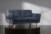 TAGIO II Skandynawska sofa 2 osobowa z pikowaniem w tkaninie plecionej granatowy granatowy - zdjęcie 2