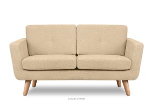 TAGIO II, https://konsimo.pl/kolekcja/tagio-ii/ Skandynawska sofa 2 osobowa z pikowaniem w tkaninie plecionej kremowy kremowy - zdjęcie