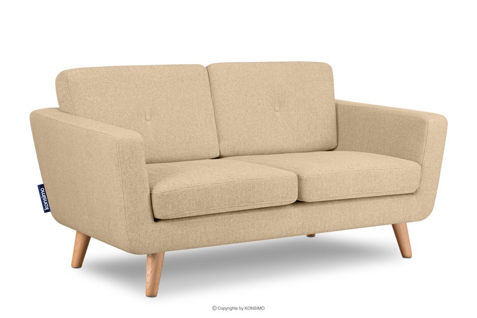 TAGIO II Skandynawska sofa 2 osobowa z pikowaniem w tkaninie plecionej kremowy kremowy - zdjęcie 2