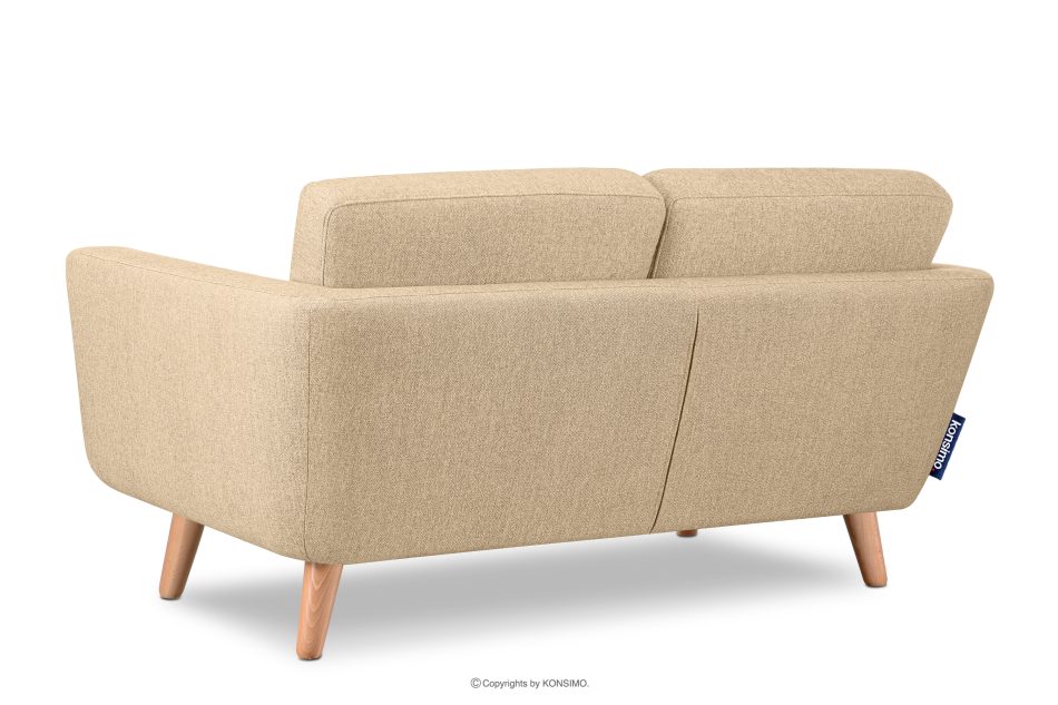 TAGIO II Skandynawska sofa 2 osobowa z pikowaniem w tkaninie plecionej kremowy kremowy - zdjęcie 3