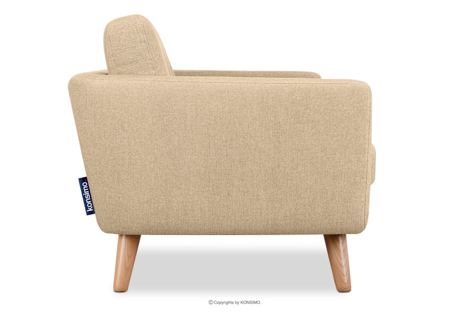 TAGIO II Skandynawska sofa 2 osobowa z pikowaniem w tkaninie plecionej kremowy kremowy - zdjęcie 4