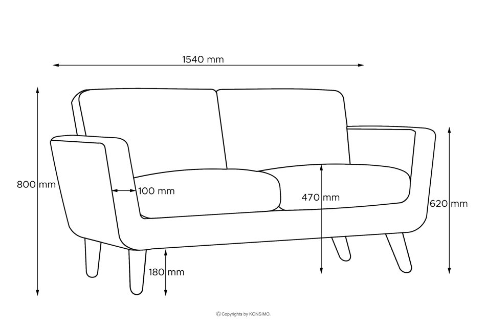 TAGIO II Skandynawska sofa 2 osobowa z pikowaniem w tkaninie plecionej jasny brązowy jasny brązowy - zdjęcie 11