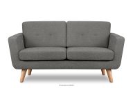 Skandynawska sofa dwuosobowa z pikowaniem w tkaninie plecionej popielaty