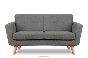 TAGIO II, https://konsimo.pl/kolekcja/tagio-ii/ Skandynawska sofa dwuosobowa z pikowaniem w tkaninie plecionej popielaty popielaty - zdjęcie