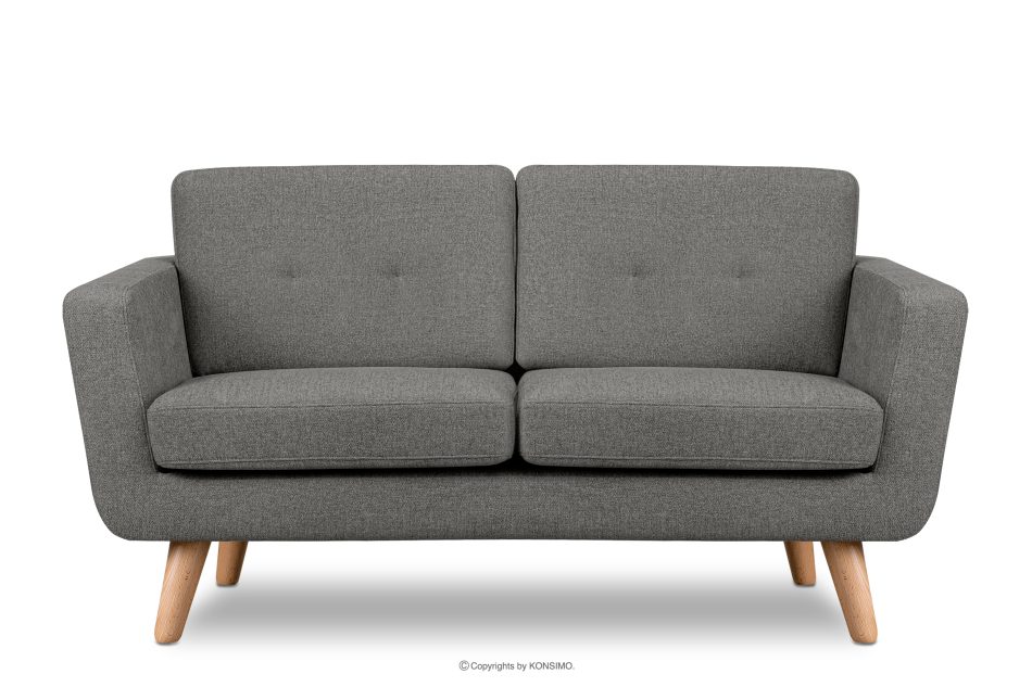 TAGIO II Skandynawska sofa dwuosobowa z pikowaniem w tkaninie plecionej popielaty popielaty - zdjęcie 0