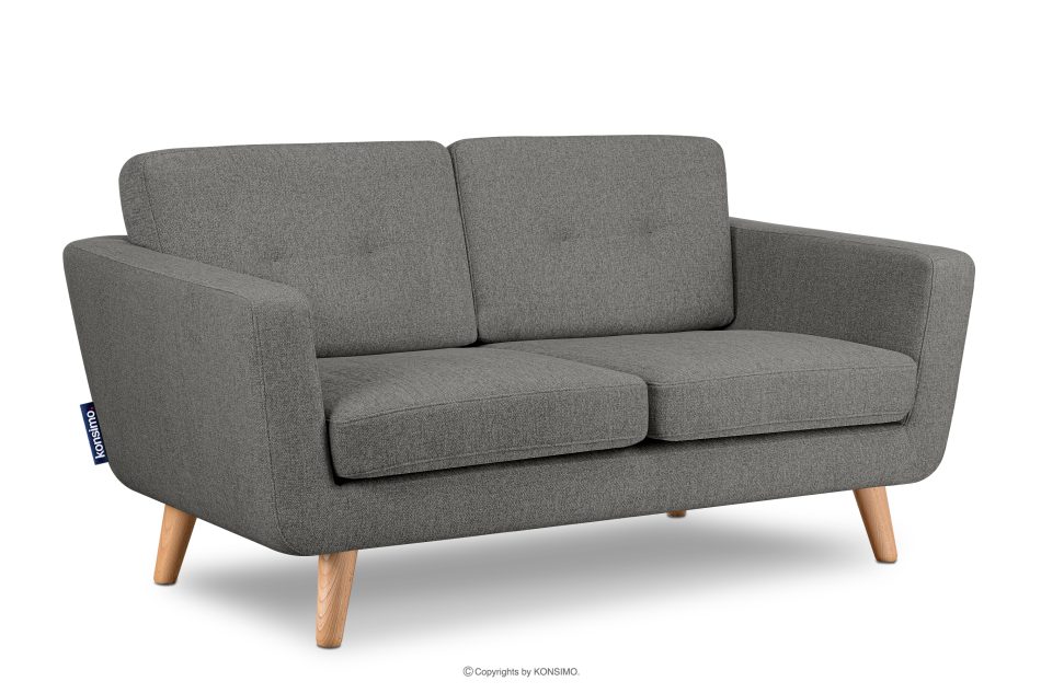 TAGIO II Skandynawska sofa dwuosobowa z pikowaniem w tkaninie plecionej popielaty popielaty - zdjęcie 2
