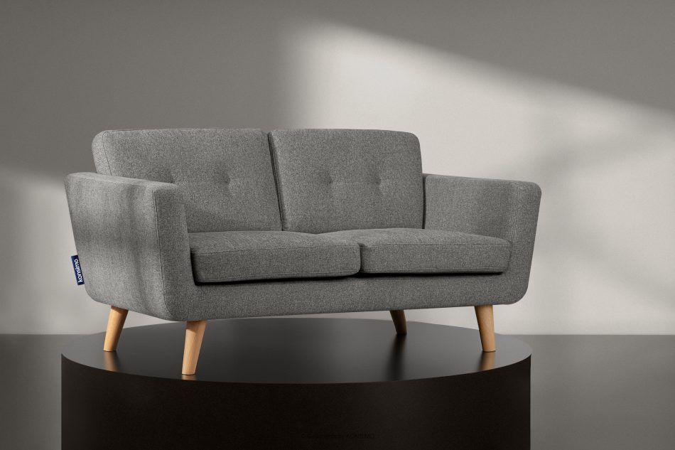 TAGIO II Skandynawska sofa dwuosobowa z pikowaniem w tkaninie plecionej popielaty popielaty - zdjęcie 1
