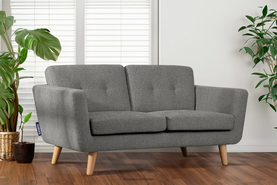 TAGIO II Skandynawska sofa dwuosobowa z pikowaniem w tkaninie plecionej popielaty popielaty - zdjęcie 10