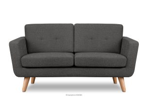 TAGIO II, https://konsimo.pl/kolekcja/tagio-ii/ Skandynawska sofa dwuosobowa z pikowaniem w tkaninie plecionej grafitoowy grafitowy - zdjęcie