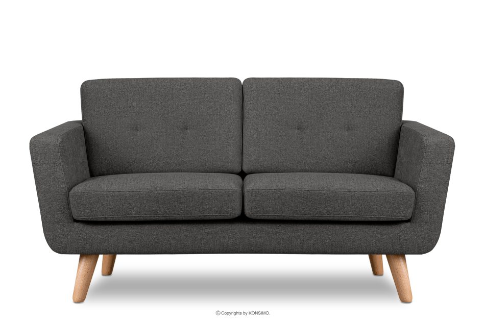 TAGIO II Skandynawska sofa dwuosobowa z pikowaniem w tkaninie plecionej grafitoowy grafitowy - zdjęcie 0