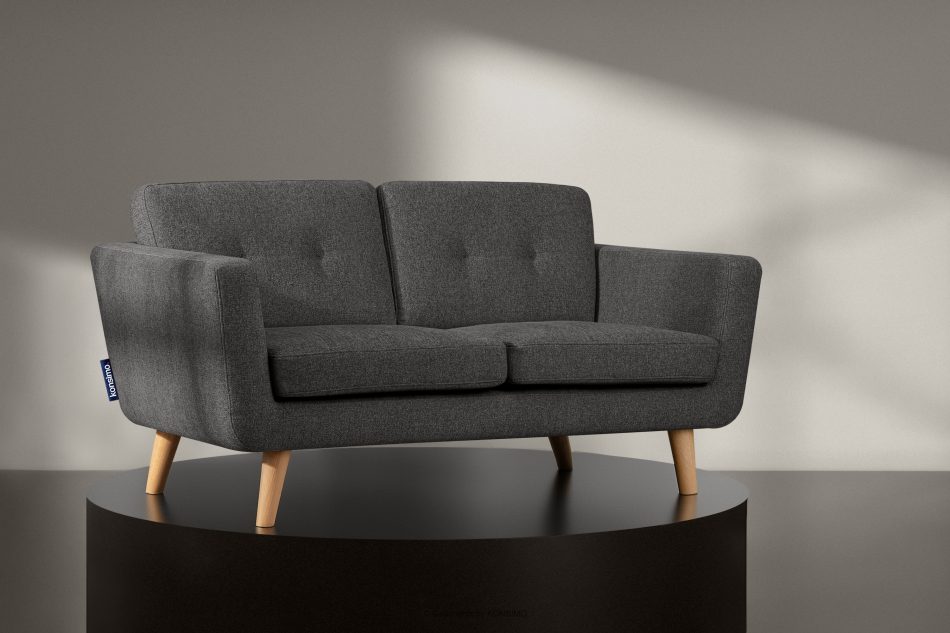 TAGIO II Skandynawska sofa dwuosobowa z pikowaniem w tkaninie plecionej grafitoowy grafitowy - zdjęcie 1