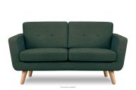Skandynawska sofa dwuosobowa z pikowaniem w tkaninie plecionej morski/beżowy
