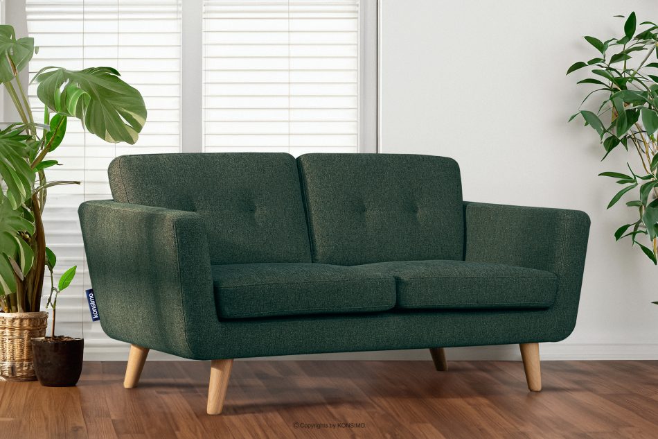 TAGIO II Skandynawska sofa dwuosobowa z pikowaniem w tkaninie plecionej morski/beżowy morski/beżowy - zdjęcie 10