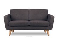 Skandynawska sofa dwuosobowa z pikowaniem w tkaninie plecionej granatowy/brązowy