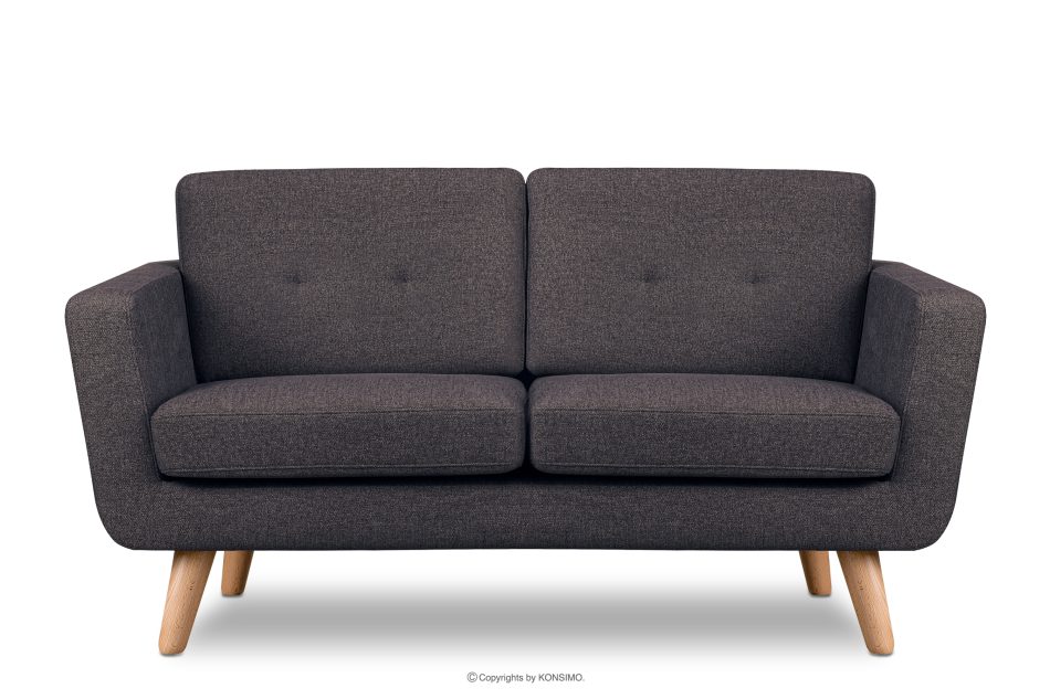 TAGIO II Skandynawska sofa dwuosobowa z pikowaniem w tkaninie plecionej granatowy/brązowy granatowy/brązowy - zdjęcie 0