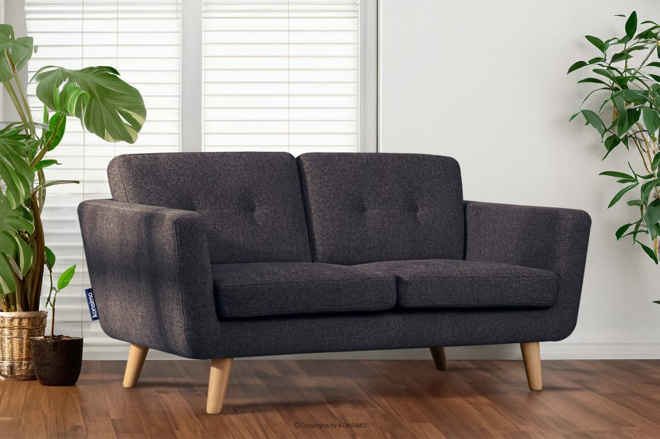 TAGIO II Skandynawska sofa dwuosobowa z pikowaniem w tkaninie plecionej granatowy/brązowy granatowy/brązowy - zdjęcie 10