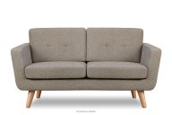 Skandynawska sofa dwuosobowa z pikowaniem w tkaninie plecionej jasny brązowy