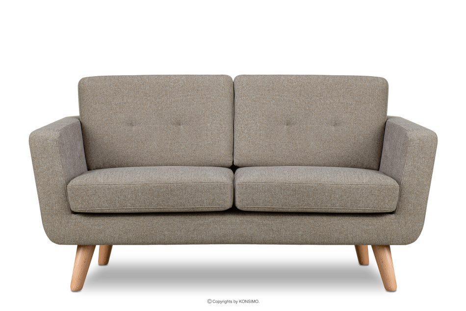 TAGIO II Skandynawska sofa dwuosobowa z pikowaniem w tkaninie plecionej jasny brązowy jasny brązowy - zdjęcie 0