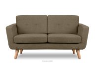 Skandynawska sofa dwuosobowa z pikowaniem w tkaninie plecionej cappuccino