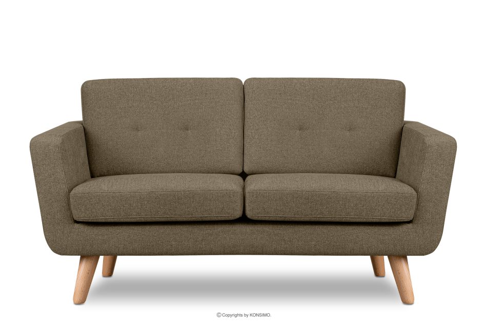 TAGIO II Skandynawska sofa dwuosobowa z pikowaniem w tkaninie plecionej cappuccino cappuccino - zdjęcie 0