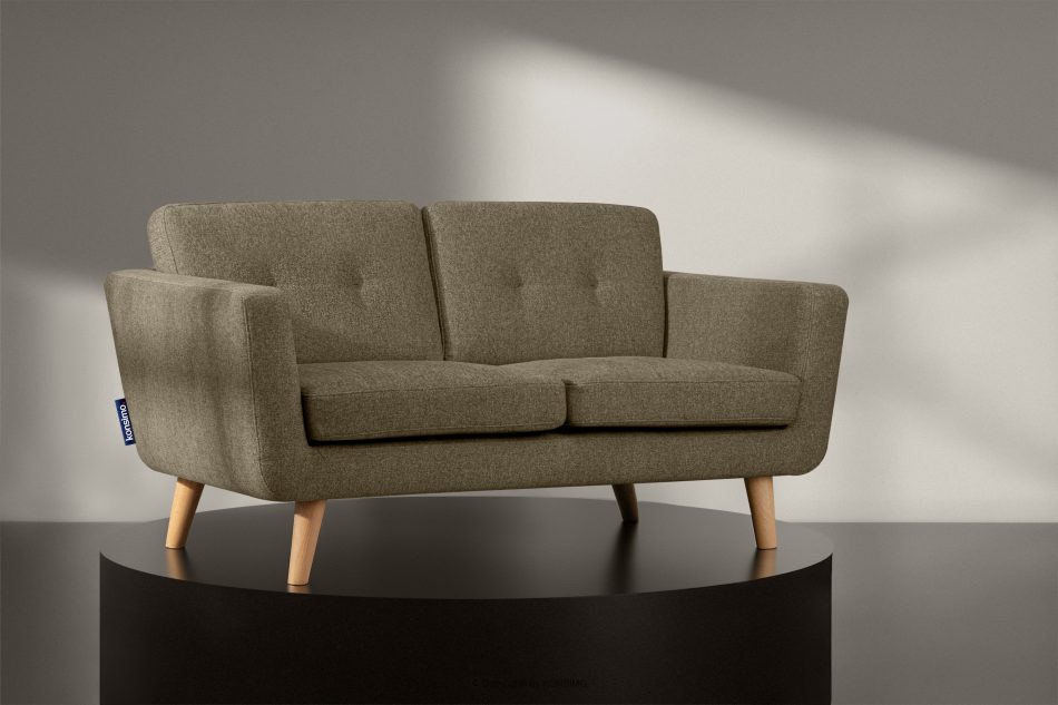 TAGIO II Skandynawska sofa dwuosobowa z pikowaniem w tkaninie plecionej cappuccino cappuccino - zdjęcie 1