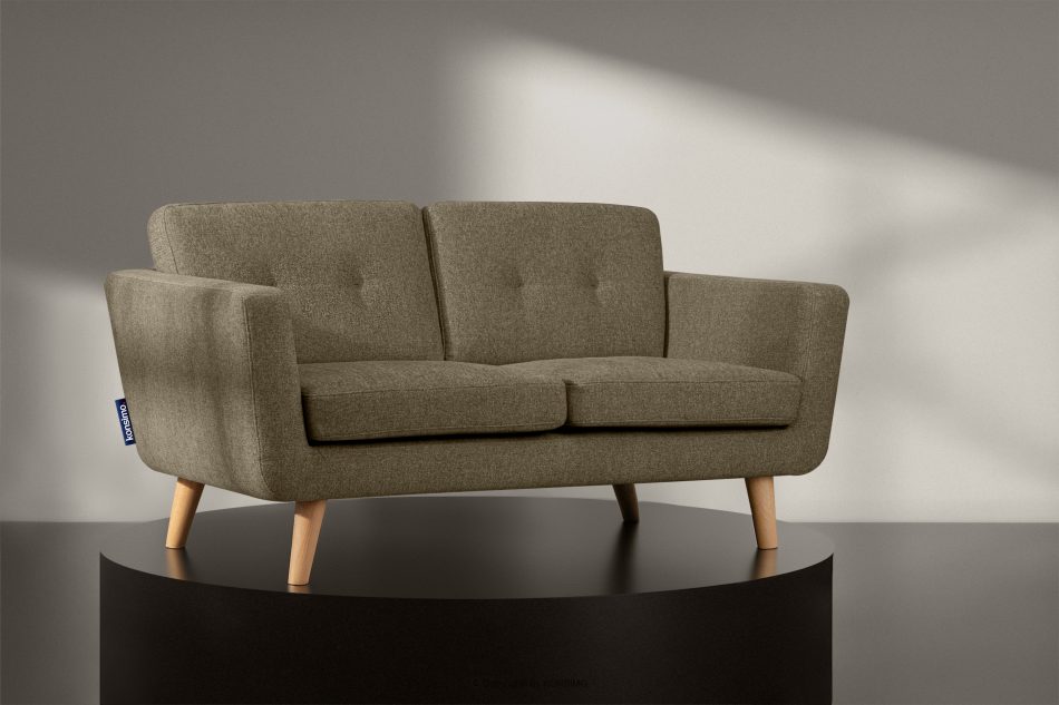 TAGIO II Skandynawska sofa dwuosobowa z pikowaniem w tkaninie plecionej cappuccino cappuccino - zdjęcie 1