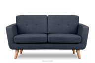 Skandynawska sofa dwuosobowa z pikowaniem w tkaninie plecionej granatowy