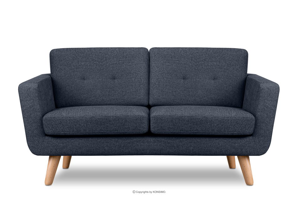 TAGIO II Skandynawska sofa dwuosobowa z pikowaniem w tkaninie plecionej granatowy granatowy - zdjęcie 0
