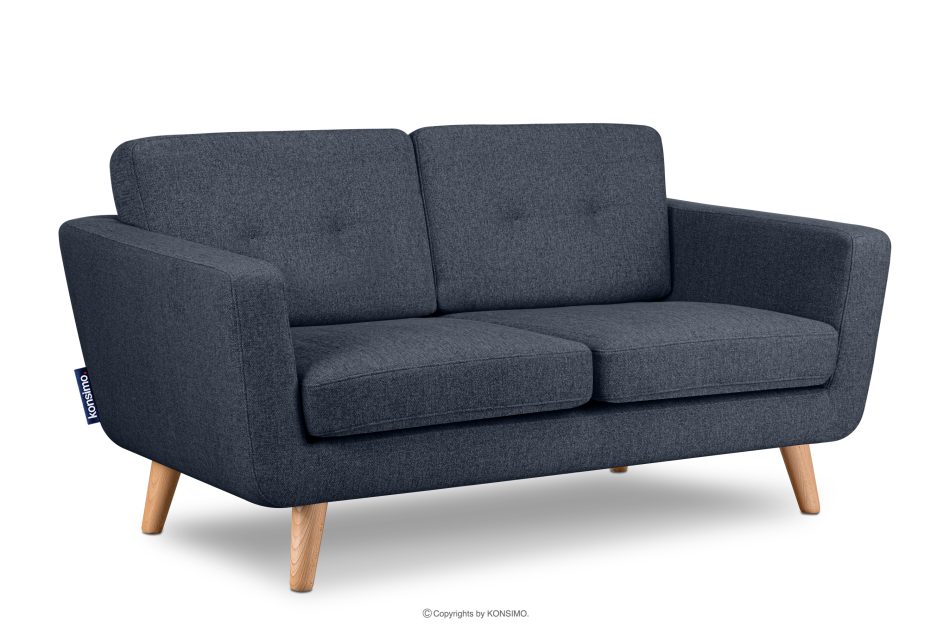 TAGIO II Skandynawska sofa dwuosobowa z pikowaniem w tkaninie plecionej granatowy granatowy - zdjęcie 2
