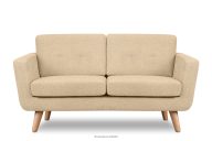 Skandynawska sofa dwuosobowa z pikowaniem w tkaninie plecionej kremowy