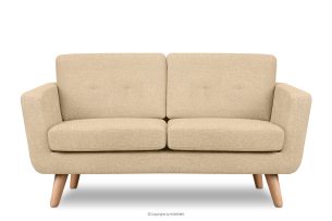 TAGIO II, https://konsimo.pl/kolekcja/tagio-ii/ Skandynawska sofa dwuosobowa z pikowaniem w tkaninie plecionej kremowy kremowy - zdjęcie