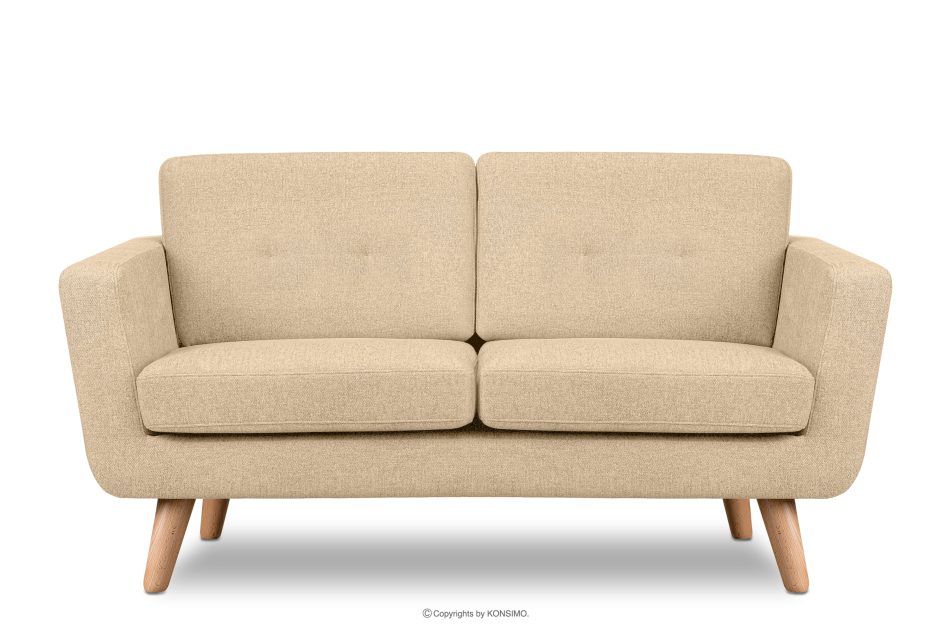 TAGIO II Skandynawska sofa dwuosobowa z pikowaniem w tkaninie plecionej kremowy kremowy - zdjęcie 0