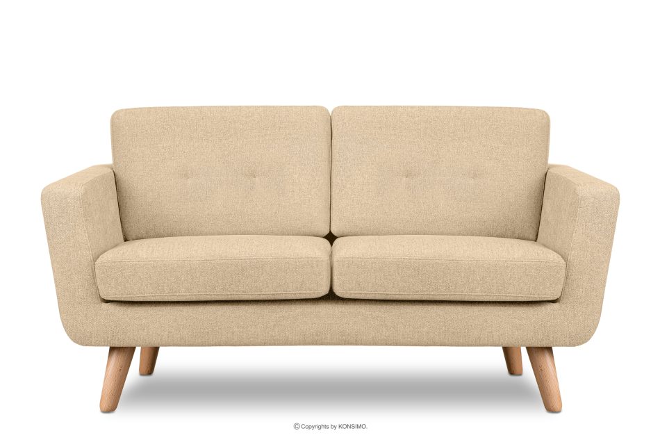 TAGIO II Skandynawska sofa dwuosobowa z pikowaniem w tkaninie plecionej kremowy kremowy - zdjęcie 0