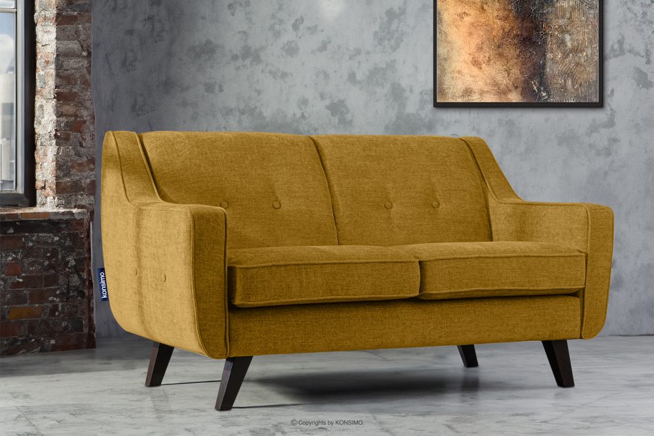 TERSO Sofa dwuosobowa do salonu w tkaninie plecionej żółty żółty - zdjęcie 9