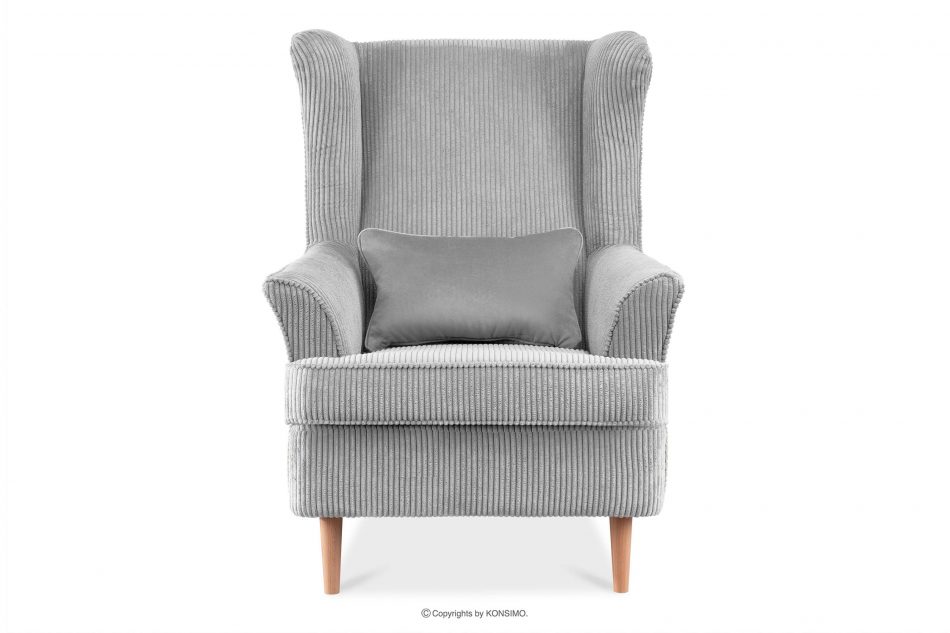 STRALIS Fotel uszak w tkaninie sztruks z poduszką welur siwy siwy - zdjęcie 0