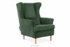 STRALIS Fotel uszak w tkaninie sztruks z poduszką welur ciemny zielony ciemny zielony - zdjęcie 3