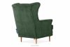 STRALIS Fotel uszak w tkaninie sztruks z poduszką welur ciemny zielony ciemny zielony - zdjęcie 5