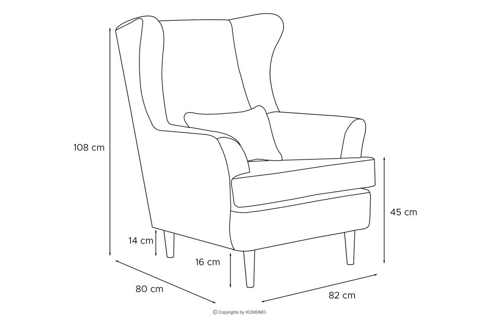 STRALIS Fotel uszak w tkaninie sztruks z poduszką welur szarobeżowy szarobeżowy - zdjęcie 9
