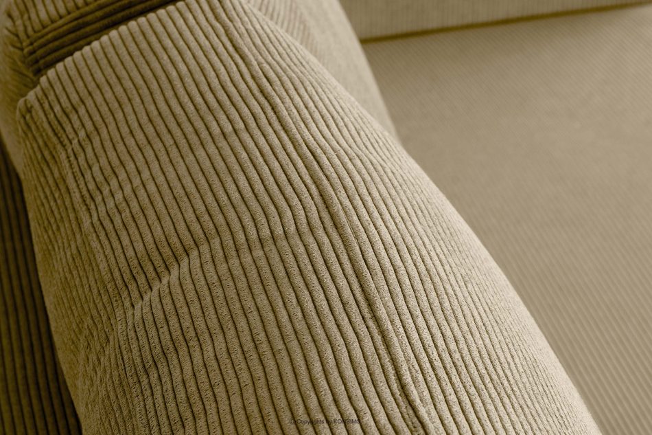 RUVIS Sofa sztruksowa rozkładana trzyosobowa jasny beżowy jasny beżowy - zdjęcie 6