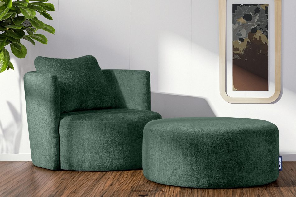 RAGGI Fotel obrotowy w tkaninie szenil zielony zielony - zdjęcie 1
