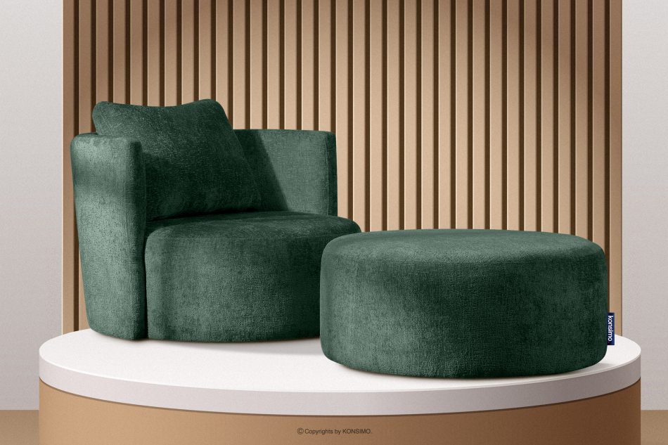 RAGGI Fotel obrotowy w tkaninie szenil zielony zielony - zdjęcie 13