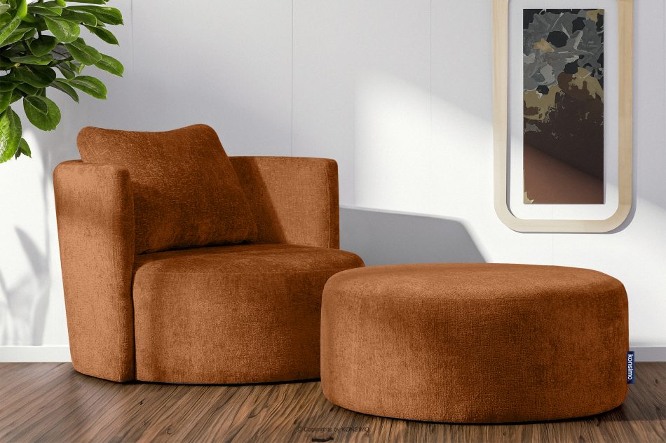 RAGGI Fotel obrotowy w tkaninie szenil rudy rudy - zdjęcie 1