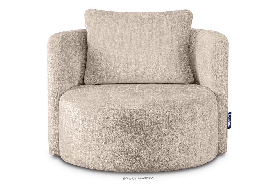 RAGGI Zestaw fotel i puf obrotowy w tkaninie szenil siwy siwy - zdjęcie 2