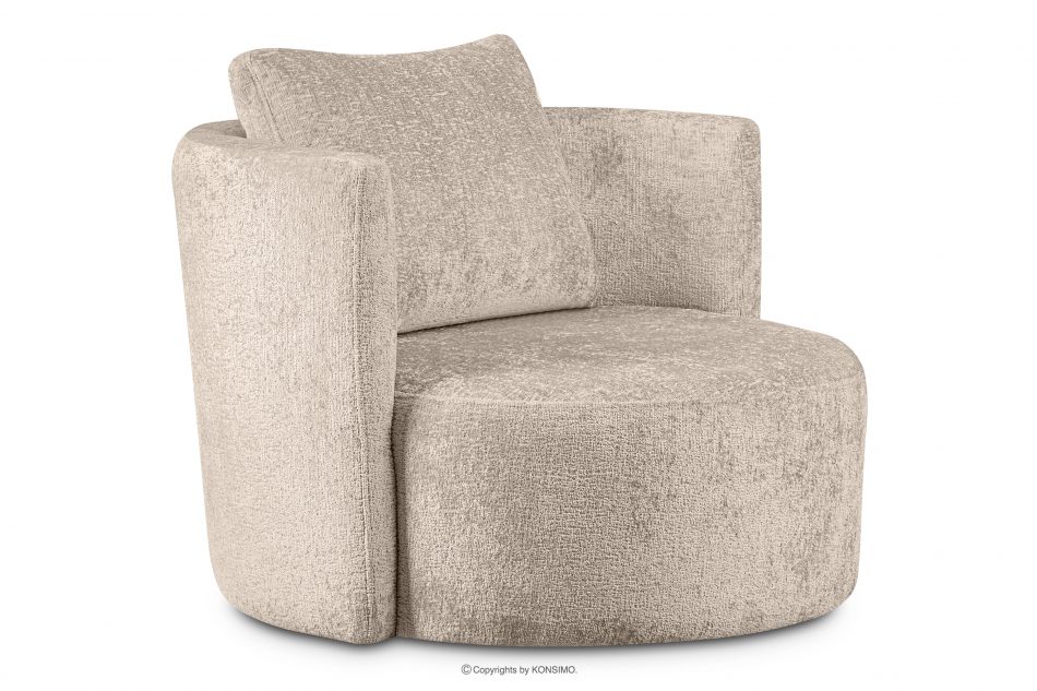 RAGGI Zestaw fotel i puf obrotowy w tkaninie szenil siwy siwy - zdjęcie 3